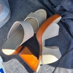 Maurices Cream and Brown Platform Sandals